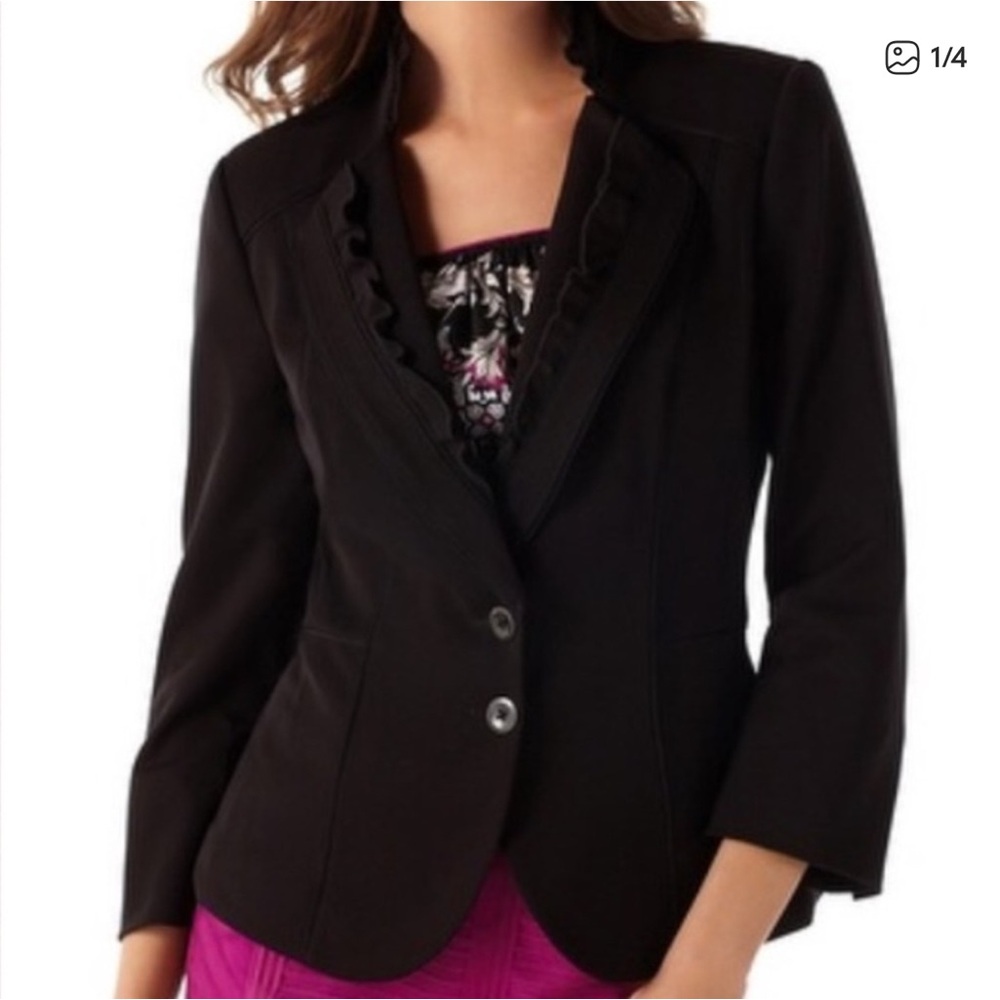 WHITE HOUSE BLACK MARKET WHBM Seasonless Ruffle Lapel Jacket Size: 10